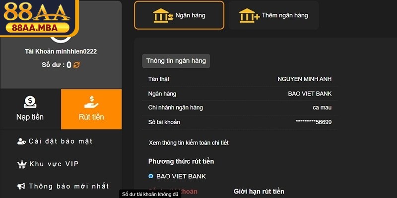 Tất cả lệnh nạp, rút đều xử lý trong thời gian ngắn